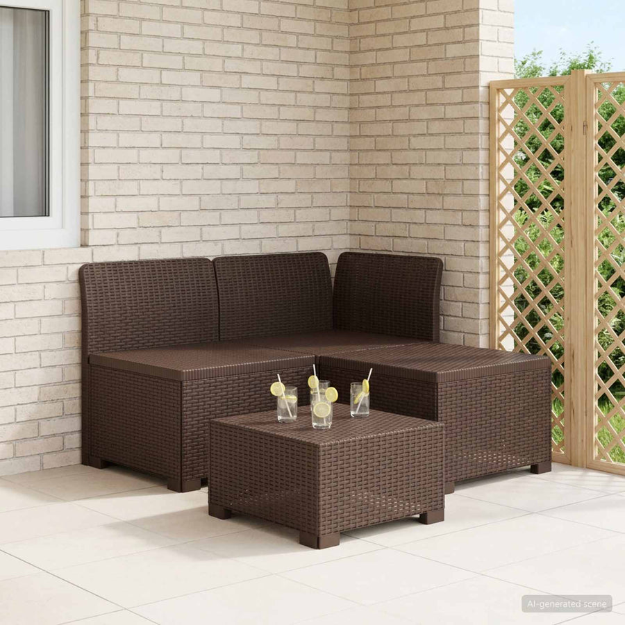 3-zits Tuinbank in Rattan Look PP Bruin