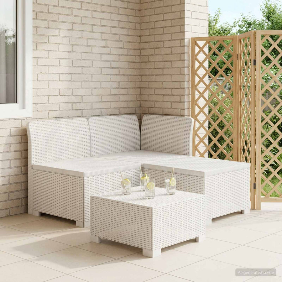 3-zits Tuinbank in Rattan Look PP Wit