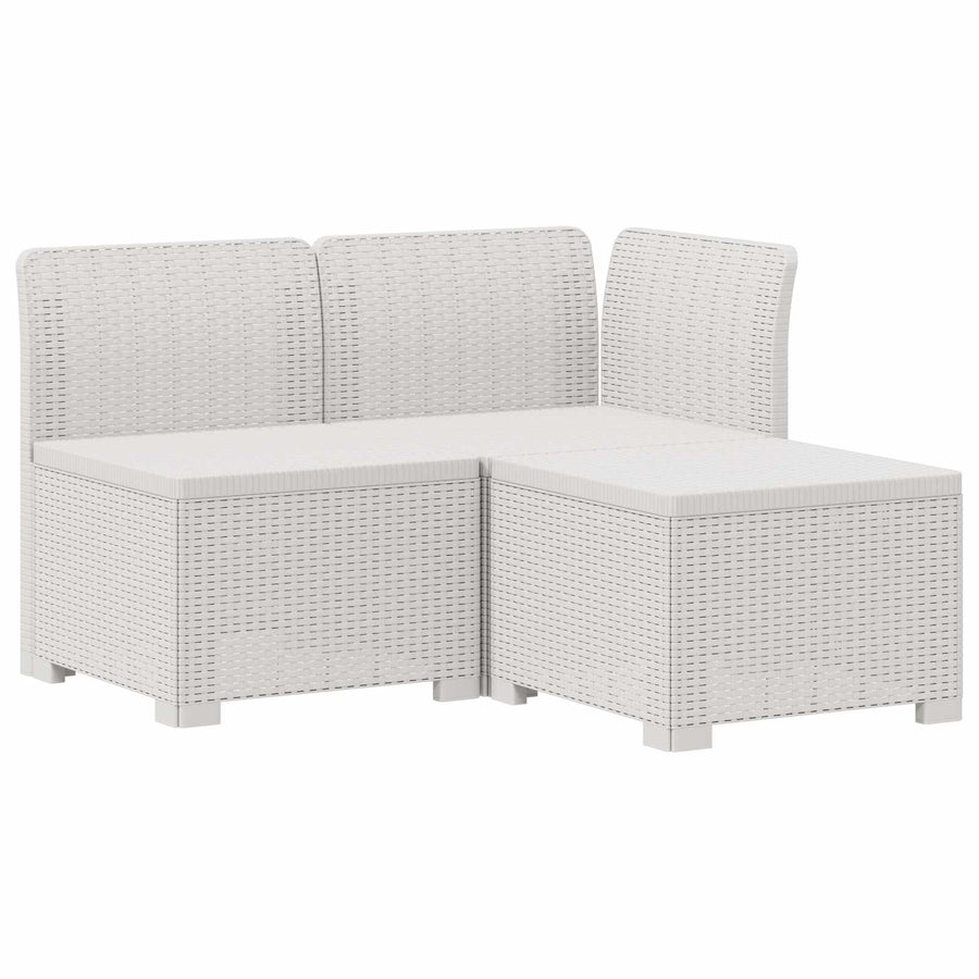 3-zits Tuinbank in Rattan Look PP Wit