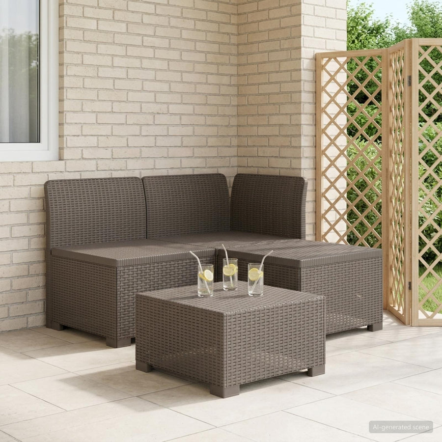 3-zits Tuinbank in Rattan Look PP Lichtgrijs