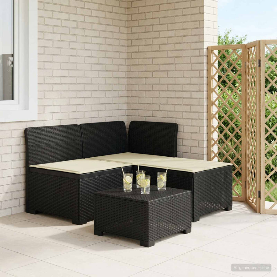 3-zits tuinbank met kussens in rattanlook PP Antraciet