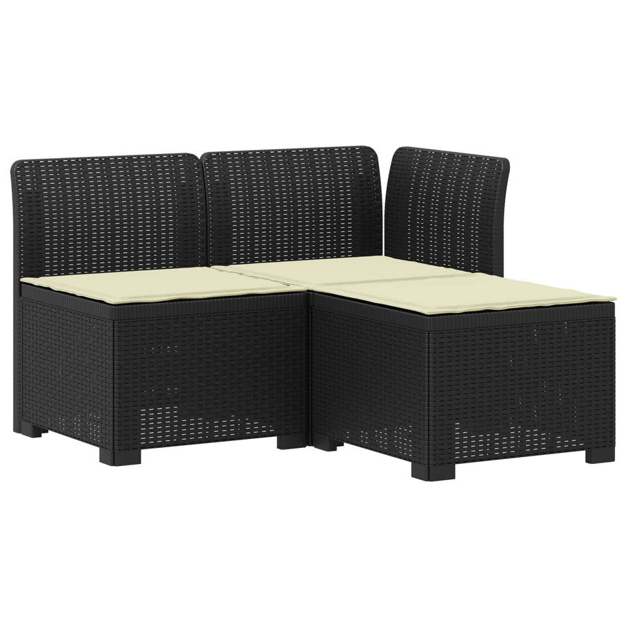 3-zits tuinbank met kussens in rattanlook PP Antraciet
