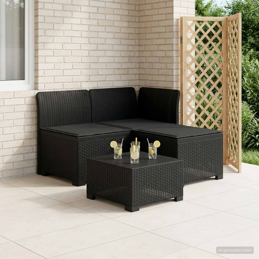 3-zits tuinbank met kussens in rattanlook PP Antraciet