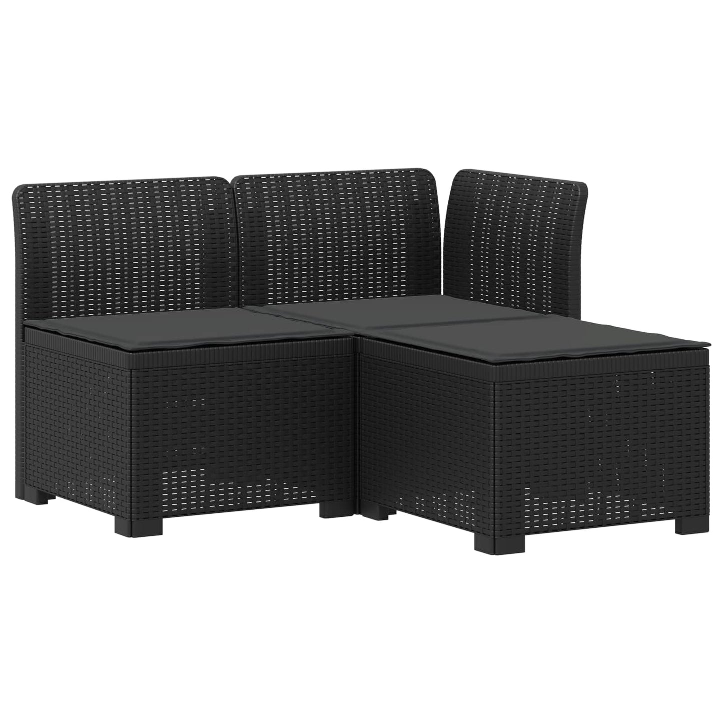 3-zits tuinbank met kussens in rattanlook PP Antraciet