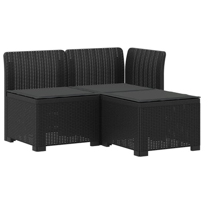 3-zits tuinbank met kussens in rattanlook PP Antraciet