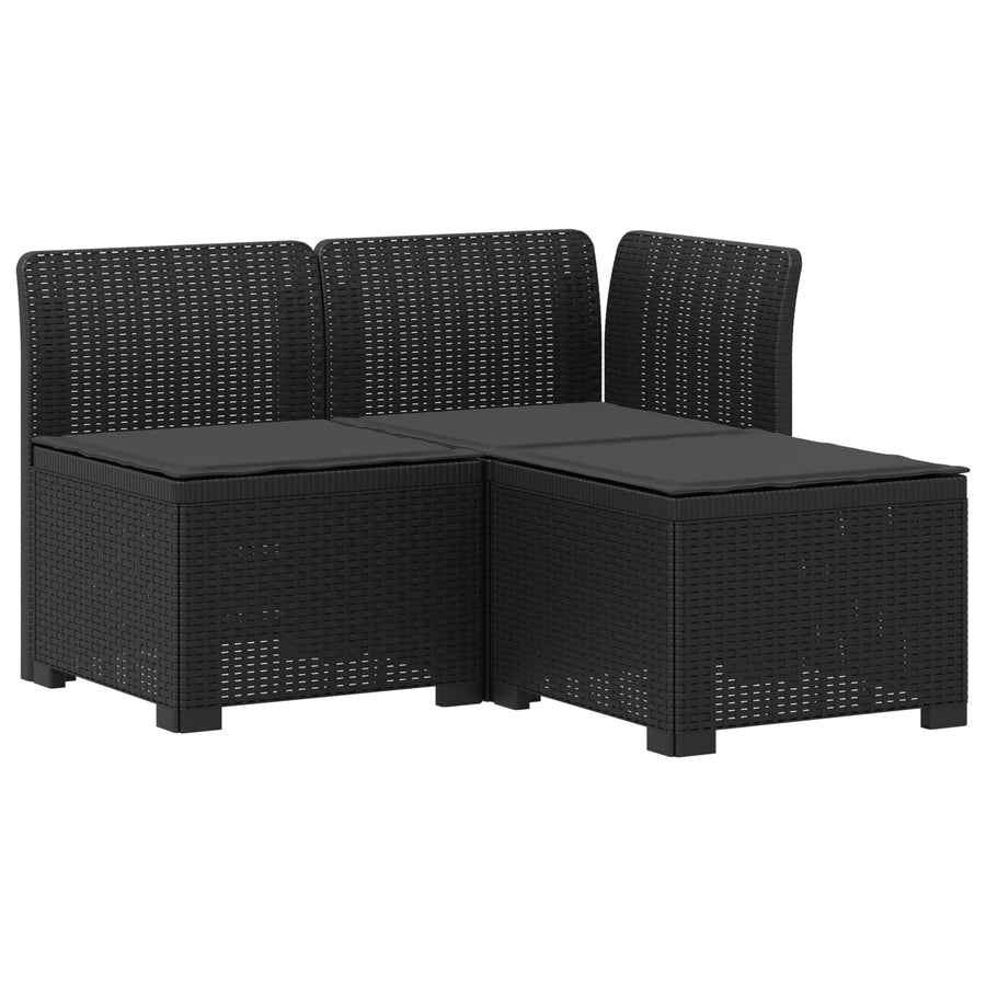 3-zits tuinbank met kussens in rattanlook PP Antraciet