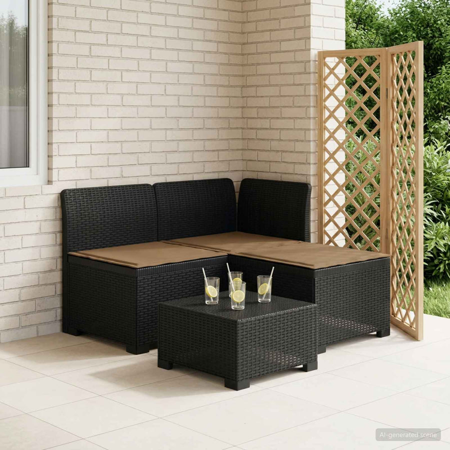 3-zits tuinbank met kussens in rattanlook PP Antraciet