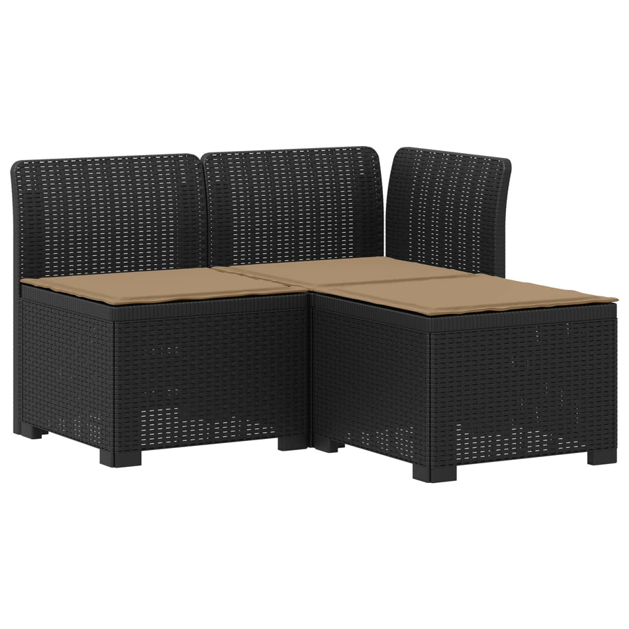 3-zits tuinbank met kussens in rattanlook PP Antraciet
