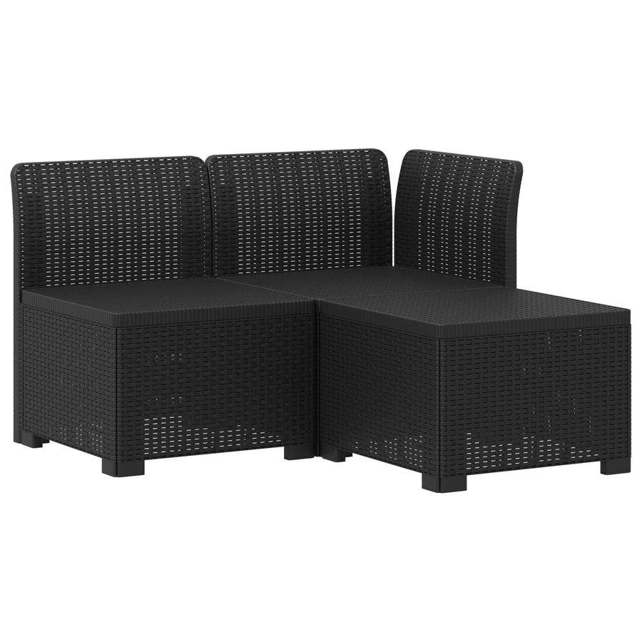 3-zits tuinbank met kussens in rattanlook PP Antraciet