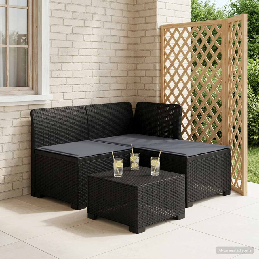 3-zits tuinbank met kussens in rattanlook PP Antraciet