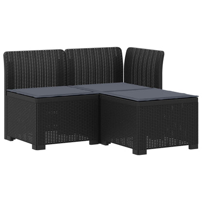 3-zits tuinbank met kussens in rattanlook PP Antraciet