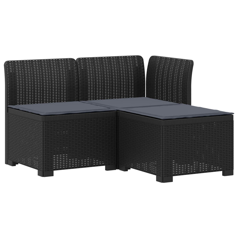 3-zits tuinbank met kussens in rattanlook PP Antraciet