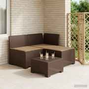 3-zits tuinbank bruin rattanlook met kussens
