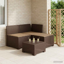 3-zits tuinbank met kussens in rattanlook PP Bruin