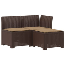3-zits tuinbank met kussens in rattanlook PP Bruin