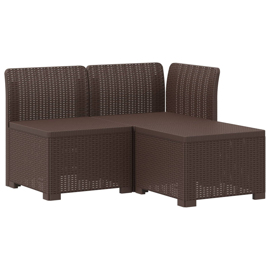 3-zits tuinbank met kussens in rattanlook PP Bruin