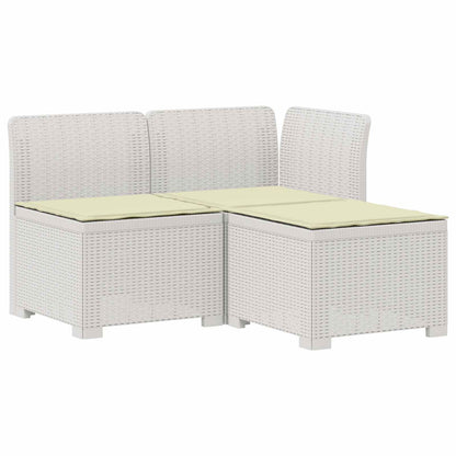 3-zits tuinbank met kussens in rattanlook PP Wit