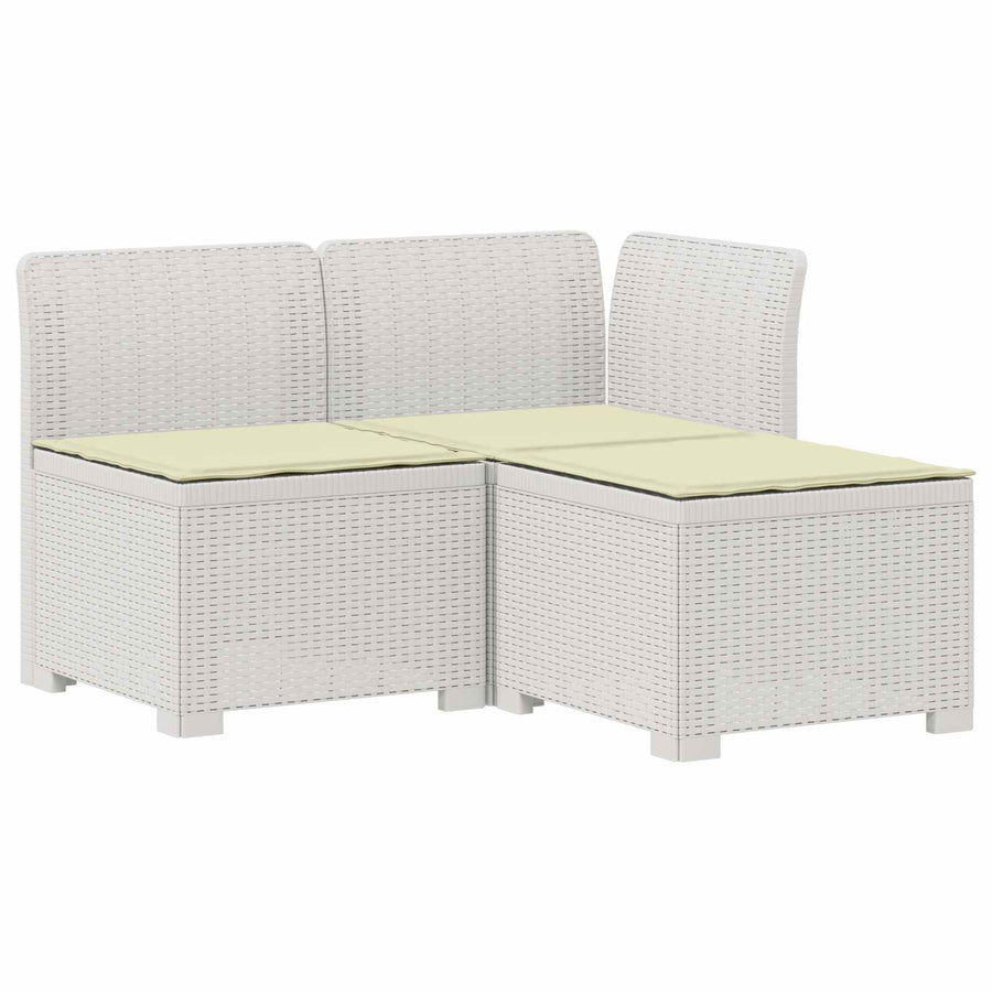 3-zits tuinbank met kussens in rattanlook PP Wit