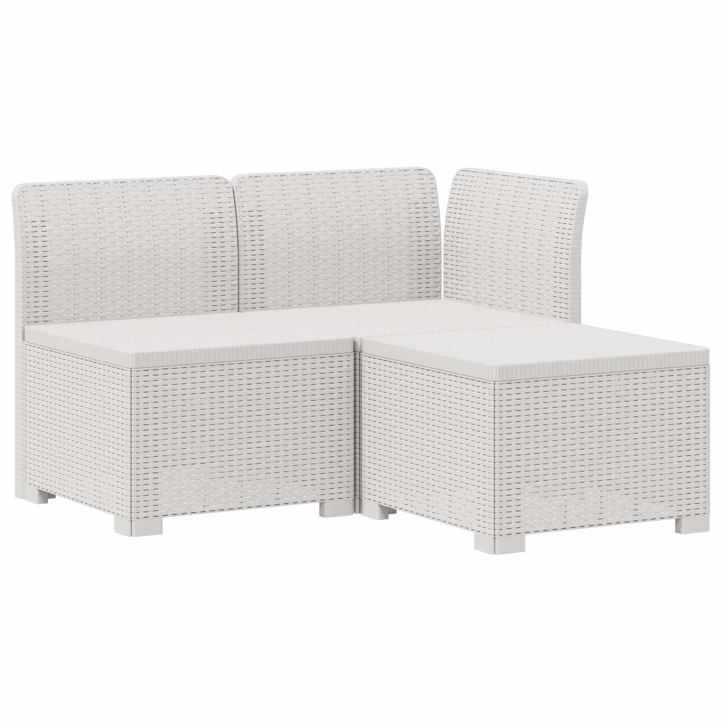 3-zits tuinbank met kussens in rattanlook PP Wit