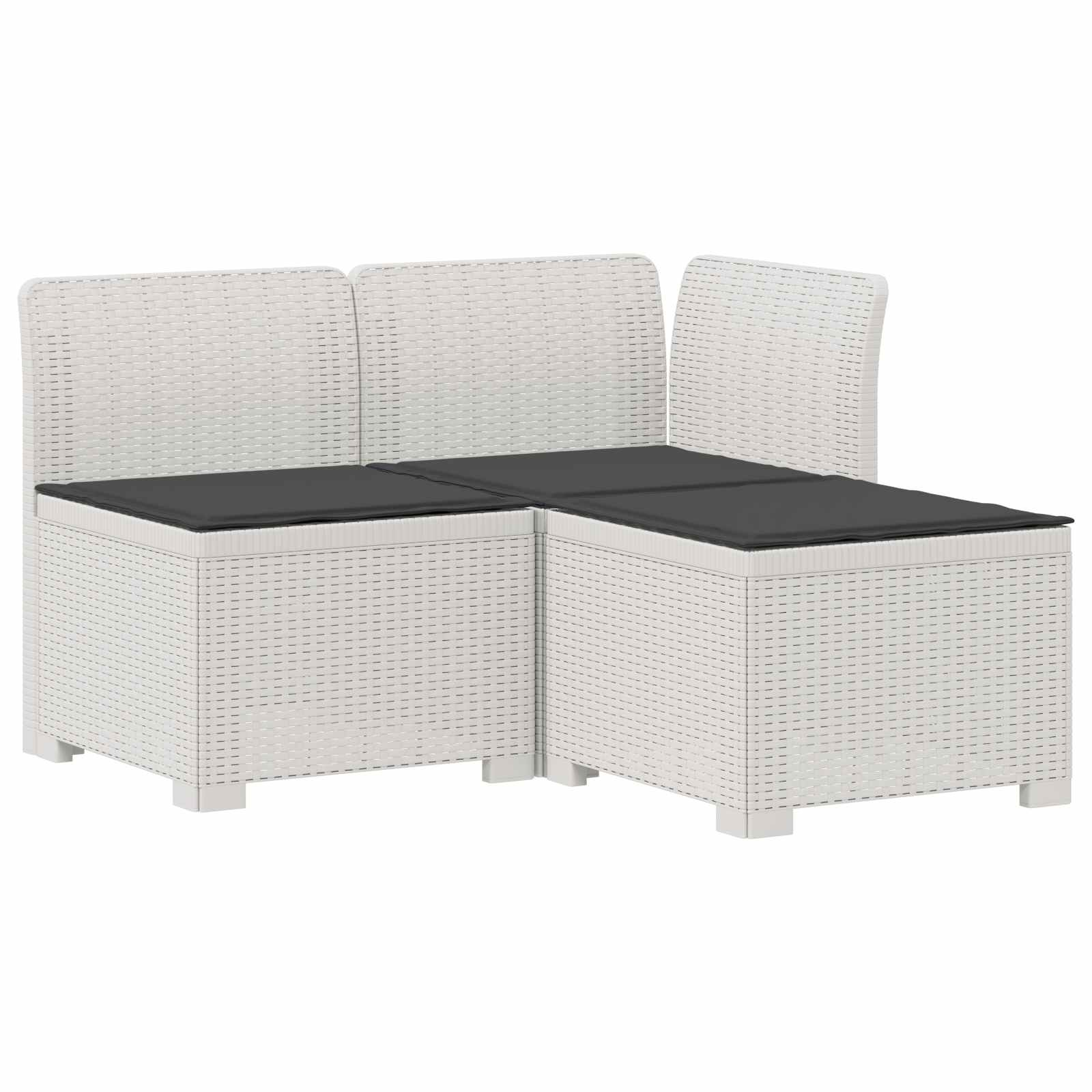 3-zits tuinbank met kussens in rattanlook PP Wit