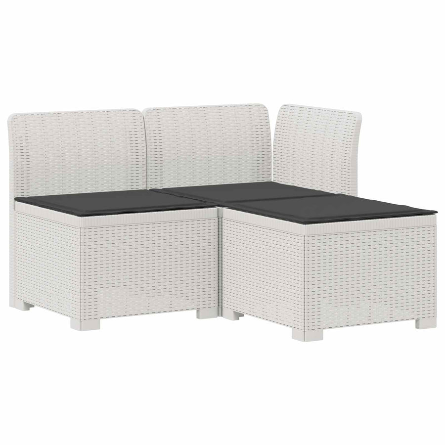 3-zits tuinbank met kussens in rattanlook PP Wit