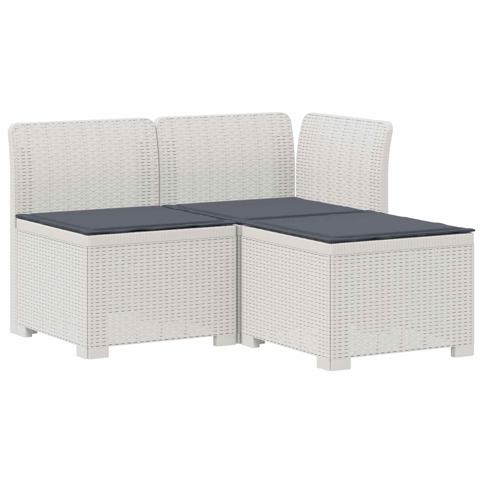 3-zits tuinbank met kussens in rattanlook PP Wit
