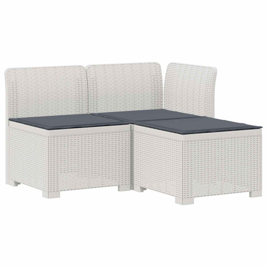 3-zits tuinbank met kussens in rattanlook PP Wit
