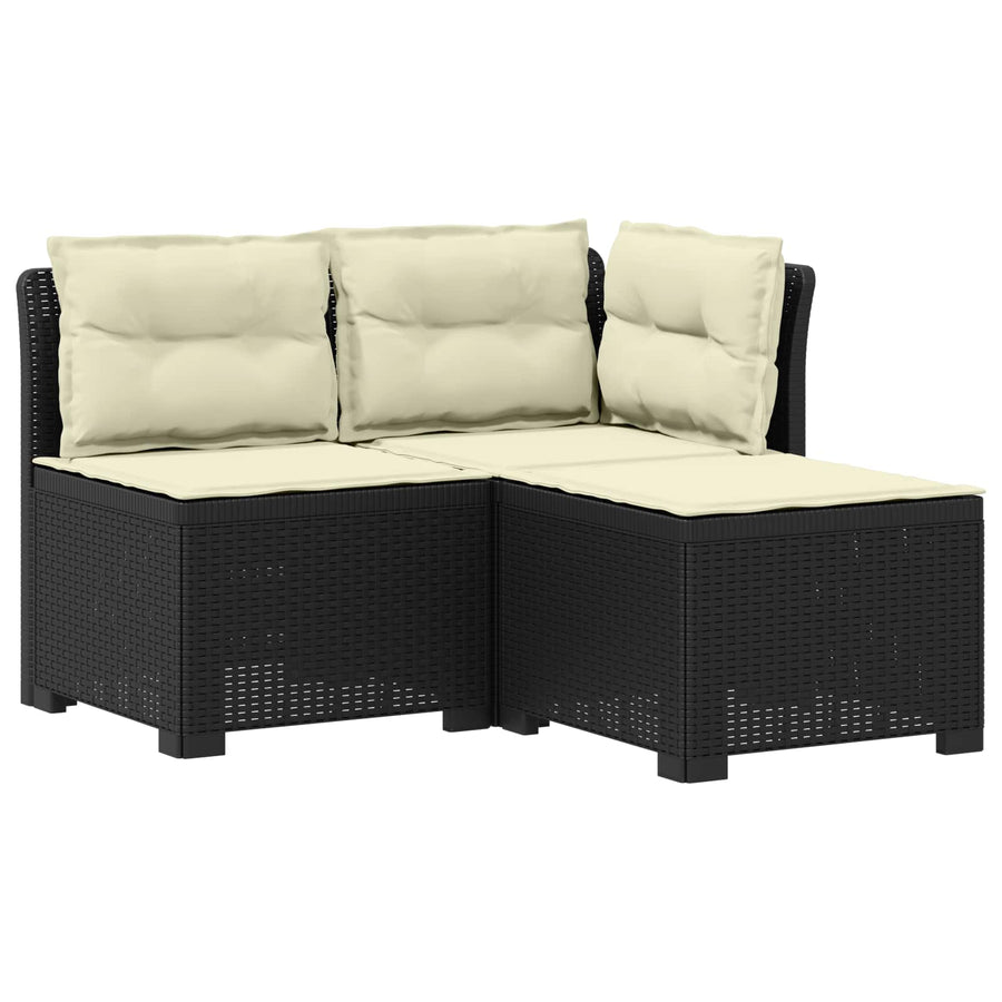 3-zits tuinbank met kussens in rattanlook PP Antraciet