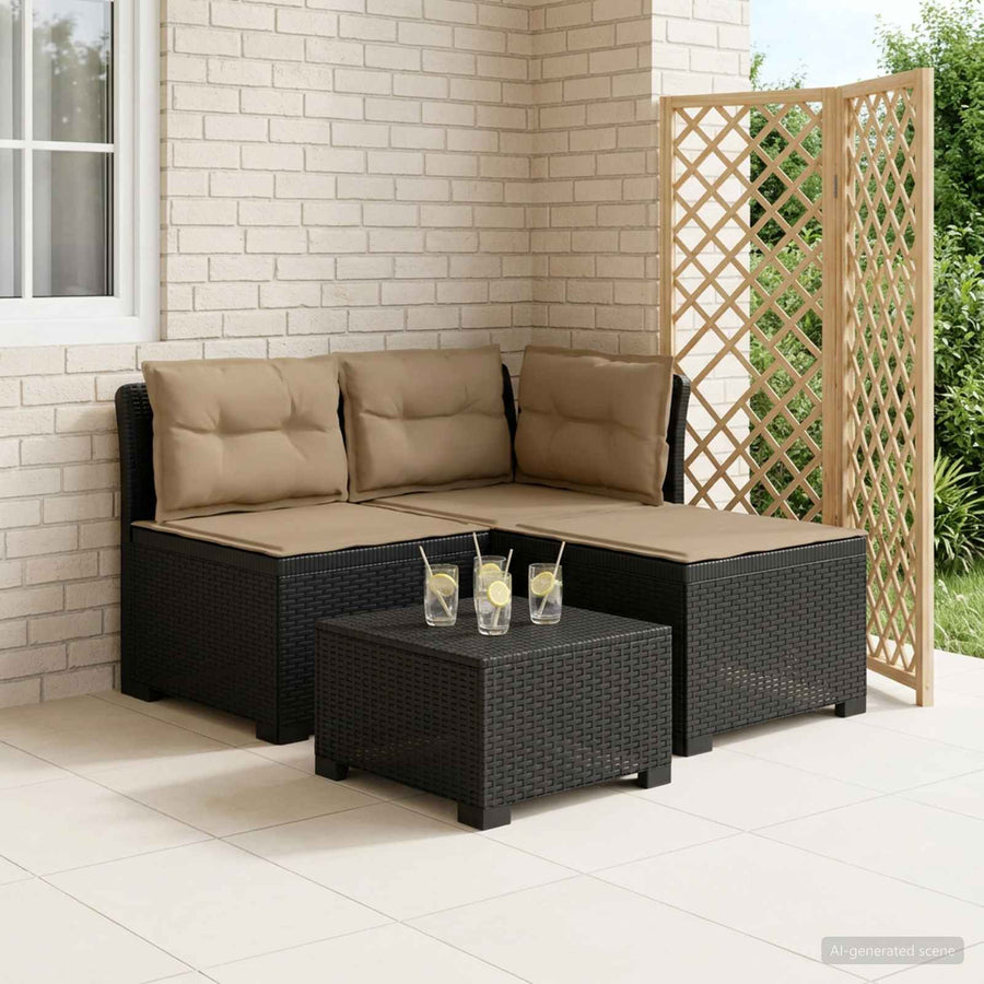 3-zits tuinbank met kussens in rattanlook PP Antraciet