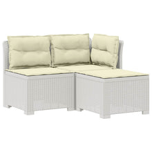 3-zits tuinbank met kussens in rattanlook PP Wit