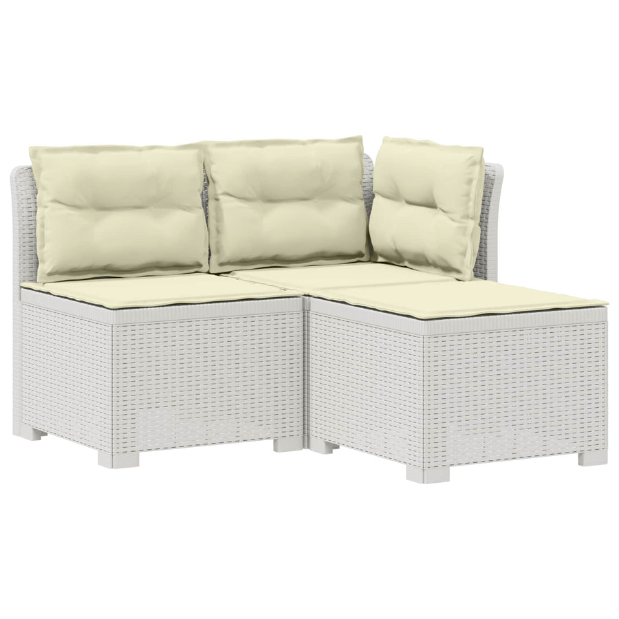 3-zits tuinbank met kussens in rattanlook PP Wit