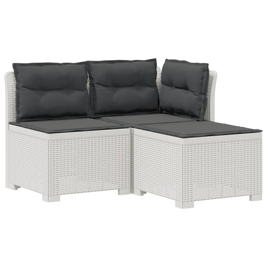 3-zits tuinbank met kussens in rattanlook PP Wit