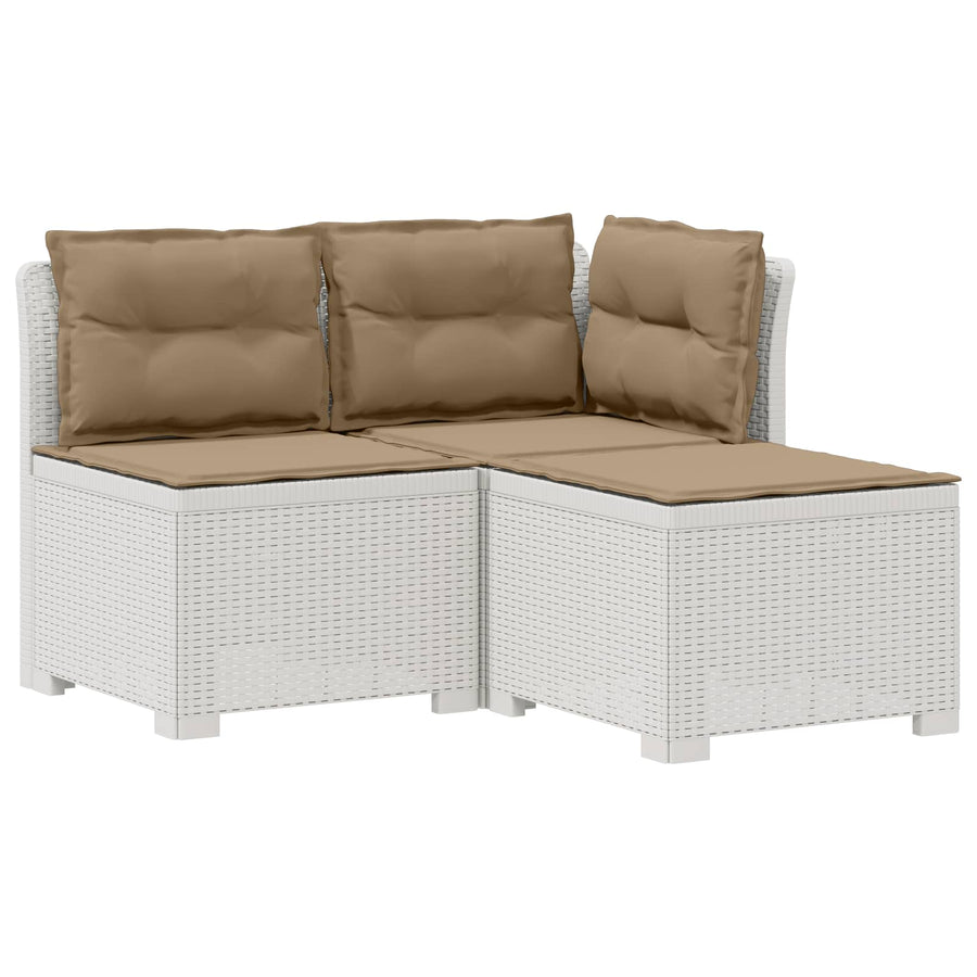3-zits tuinbank met kussens in rattanlook PP Wit