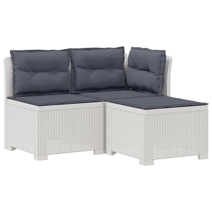 3-zits tuinbank met kussens in rattanlook PP Wit
