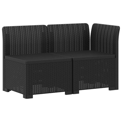 Tweedelige Tuinbank Rattan Look PP Antraciet