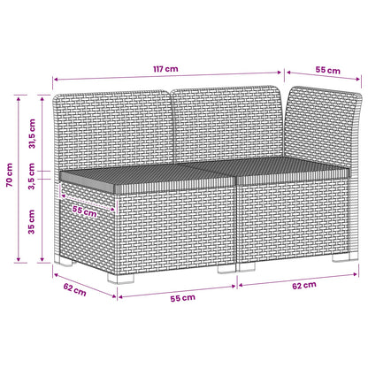 Tweedelige Tuinbank Rattan Look PP Antraciet