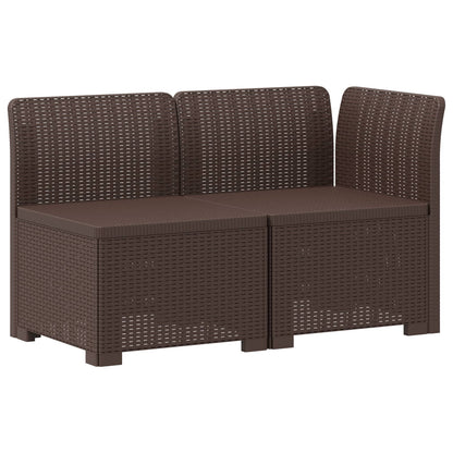 Tweedelige Tuinbank Rattan Look PP Bruin