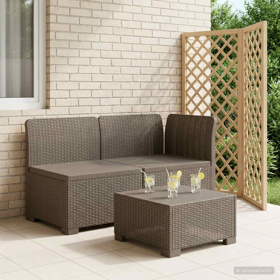 Tweedelige Tuinbank Rattan Look PP Lichtgrijs