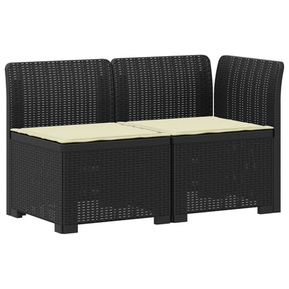 Tweedelige Tuinbank met Kussens Rattan Look PP Antraciet