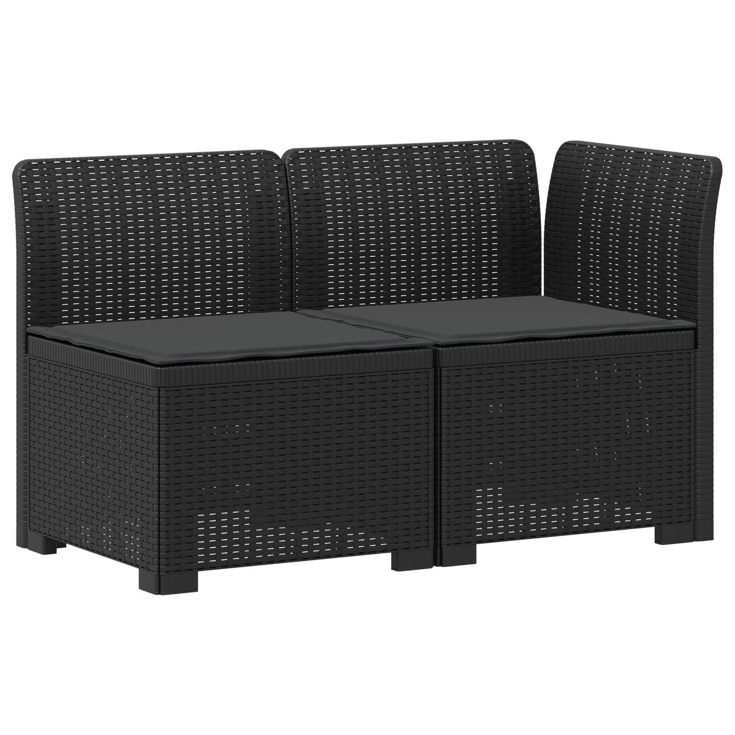Tweedelige Tuinbank met Kussens Rattan Look PP Antraciet