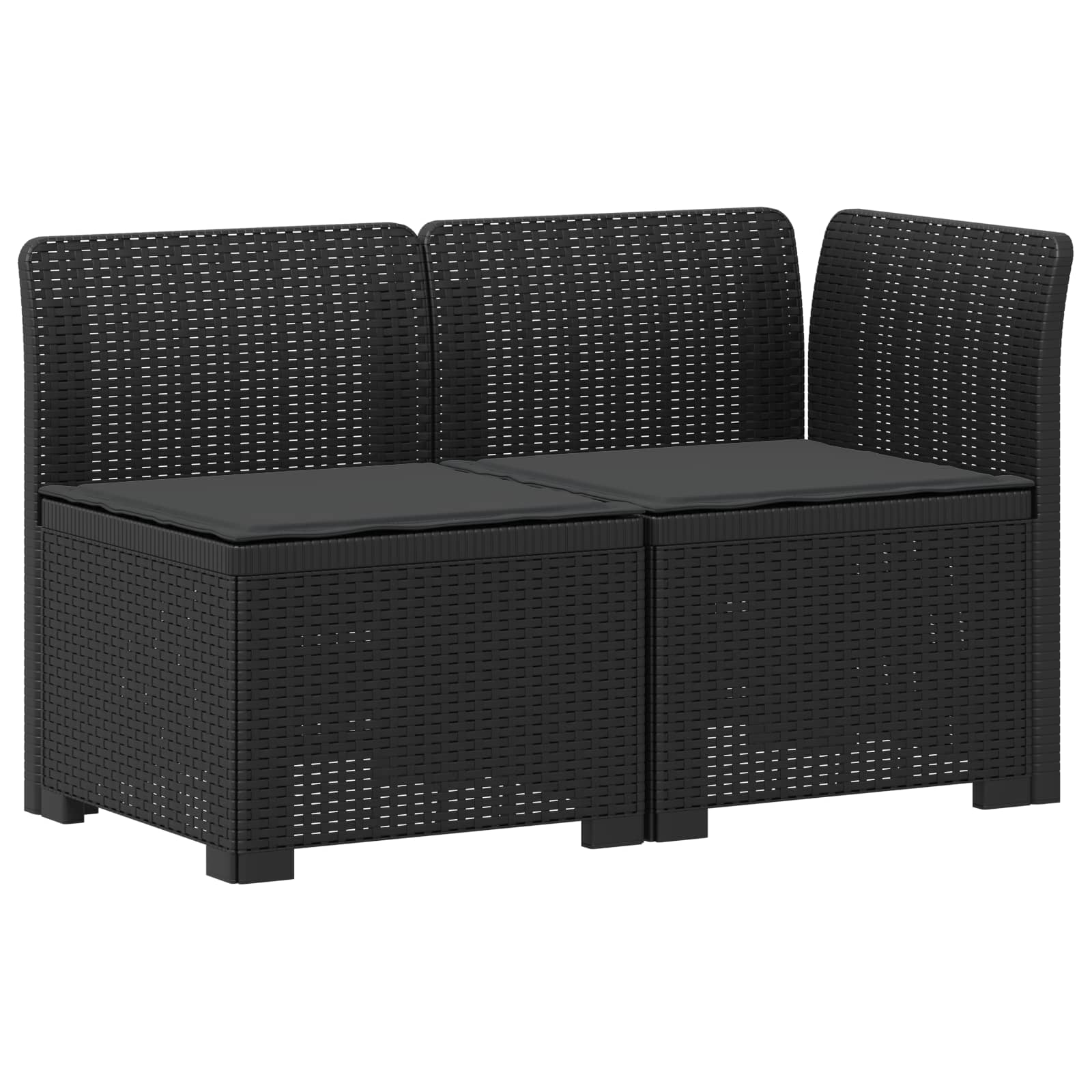 Tweedelige Tuinbank met Kussens Rattan Look PP Antraciet
