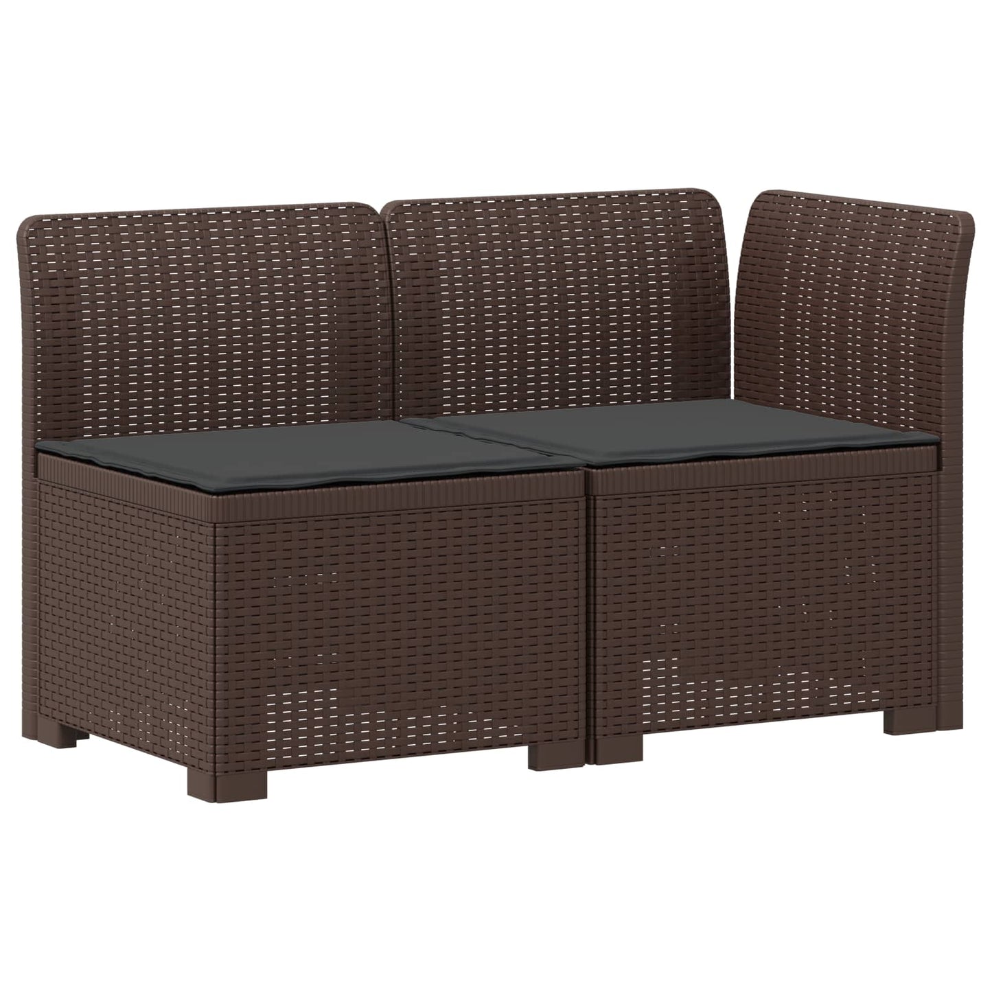 Tweedelige Tuinbank met Kussens Rattan Look PP Bruin