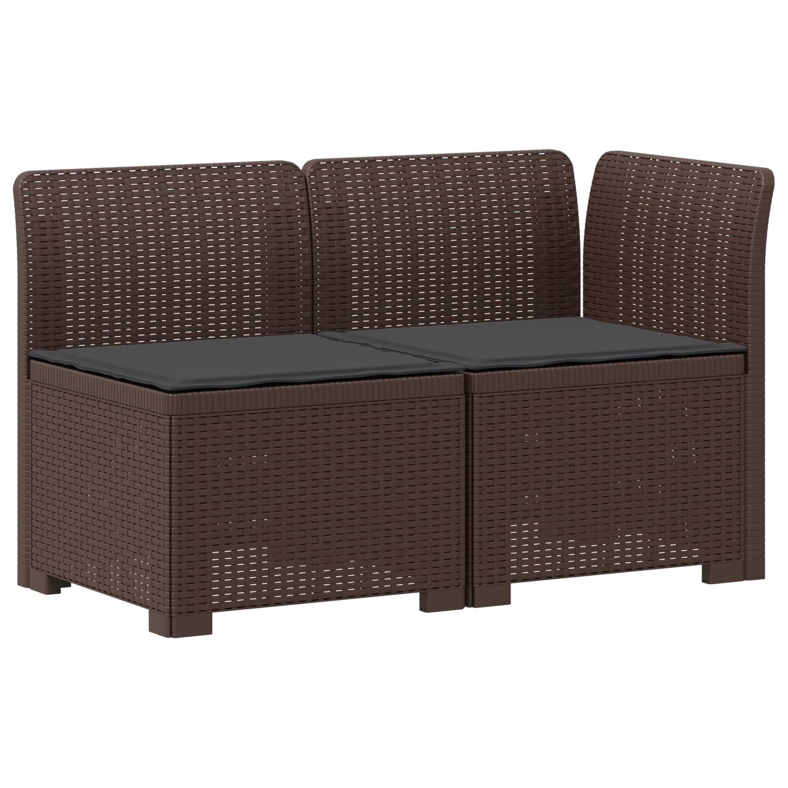 Tweedelige Tuinbank met Kussens Rattan Look PP Bruin