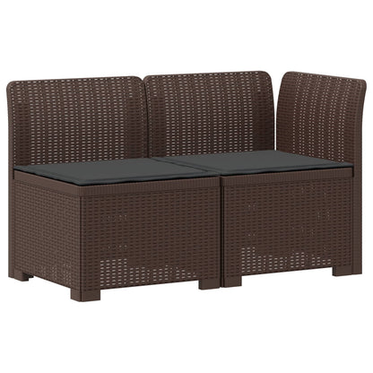 Tweedelige Tuinbank met Kussens Rattan Look PP Bruin