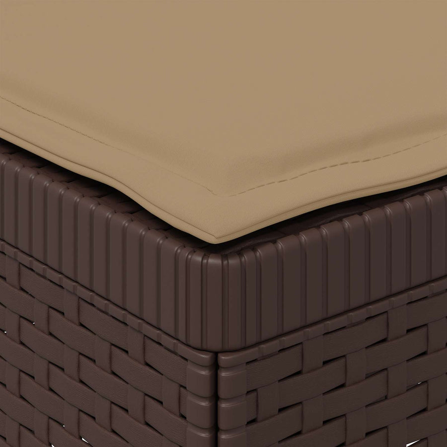 Tweedelige Tuinbank met Kussens Rattan Look PP Bruin