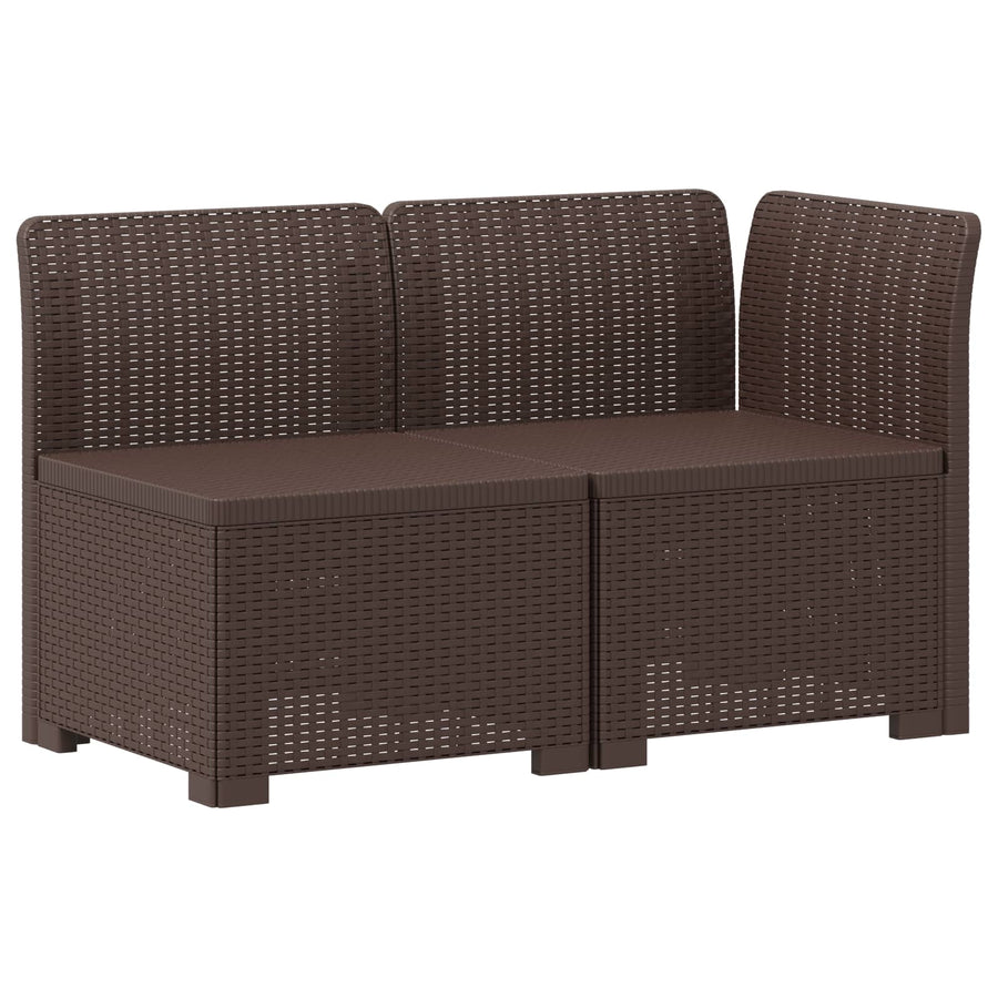 Tweedelige Tuinbank met Kussens Rattan Look PP Bruin