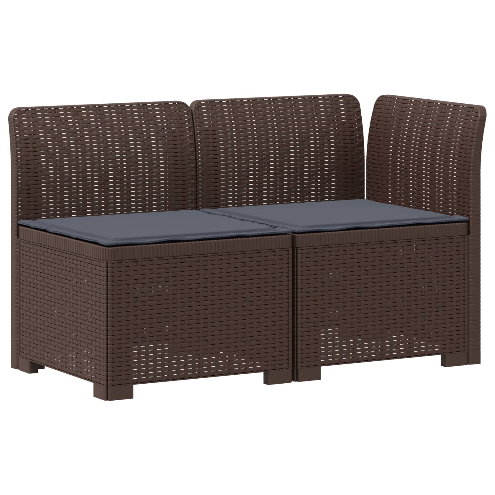 Tweedelige Tuinbank met Kussens Rattan Look PP Bruin