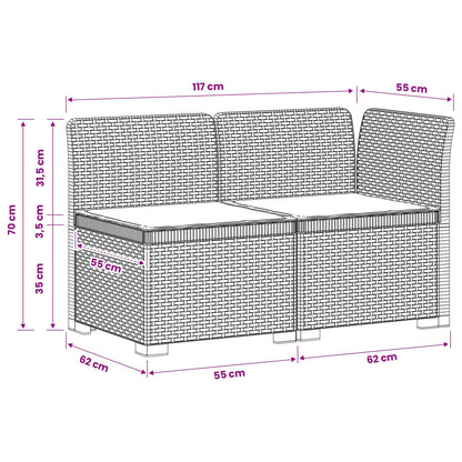 Tweedelige Tuinbank met Kussens Rattan Look PP Bruin