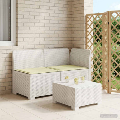 Tweedelige Tuinbank met Kussens Rattan Look PP Wit