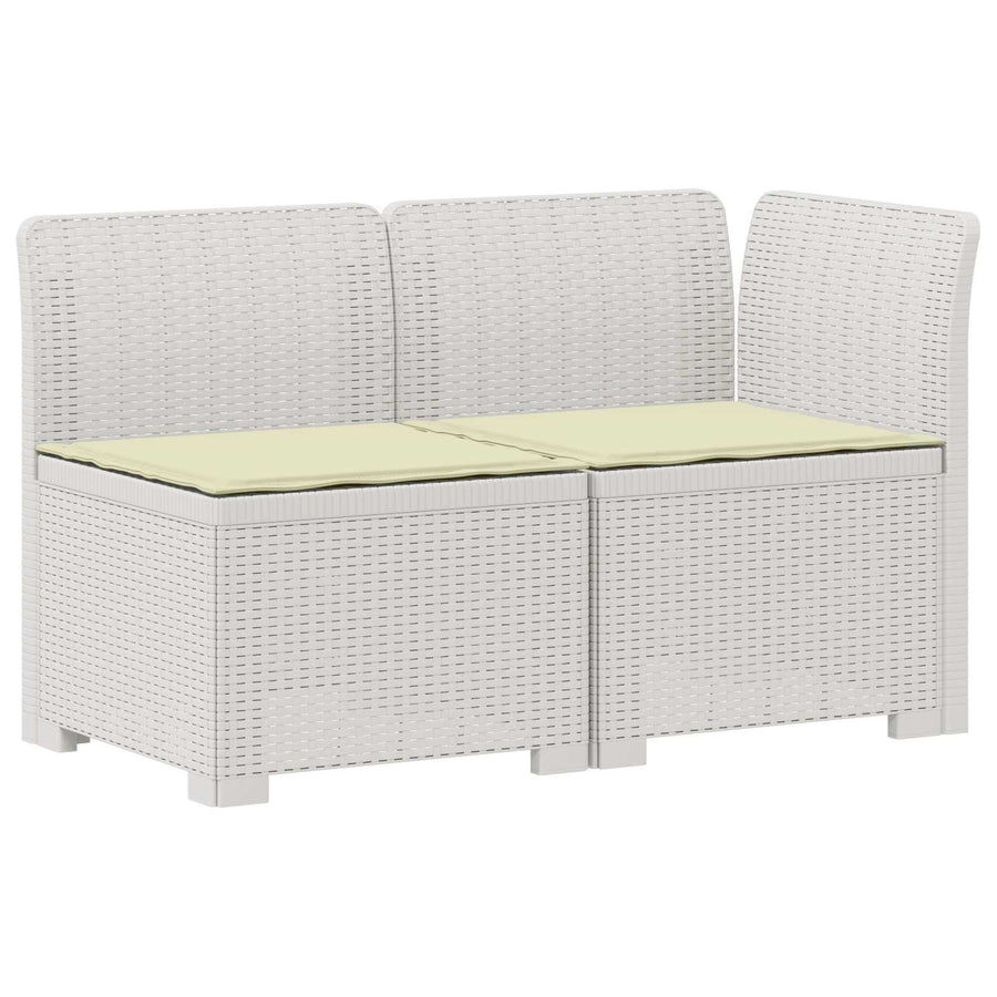 Tweedelige Tuinbank met Kussens Rattan Look PP Wit
